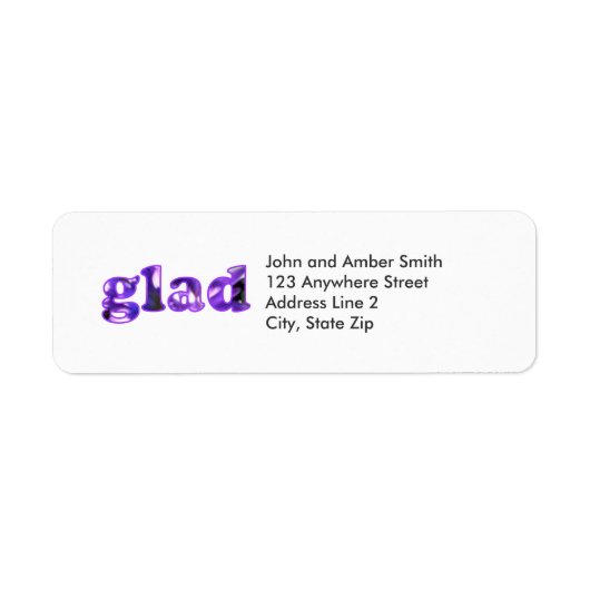 紫色の花で綴られたGladの宛名ラベル ラベル (正面)