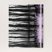 紫色の花で魅了された森のシルエット ジグソーパズル (縦)