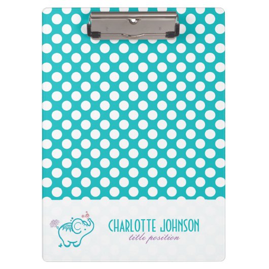 紫色の花とかわいいベビーゾウ クリップボード (正面)