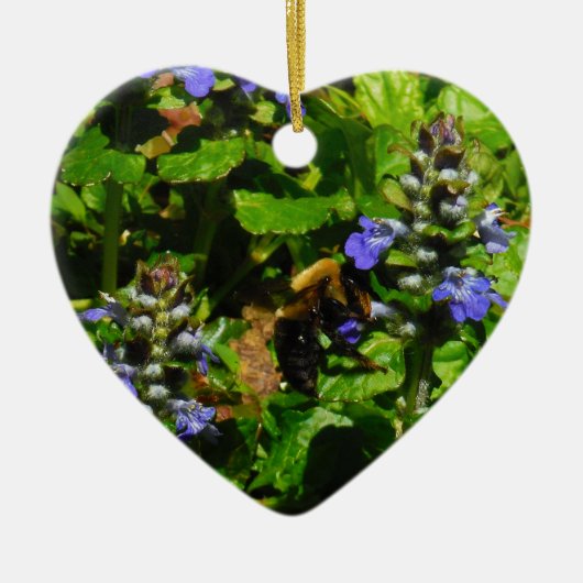 紫色の花とのまわりに セラミックオーナメント (正面)