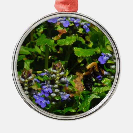 紫色の花とのまわりに メタルオーナメント (正面)