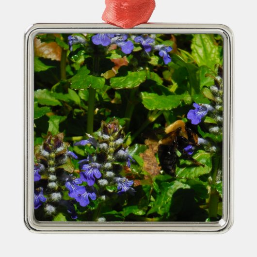 紫色の花とのまわりに メタルオーナメント (正面)