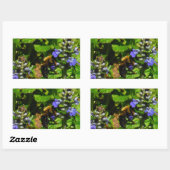 紫色の花とのまわりに 長方形シール (シート)