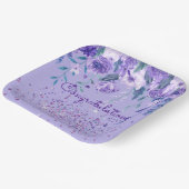 紫色の花とグリッター紙プレート ペーパープレート (傾斜あり)