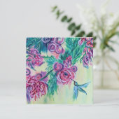 紫色の花とハミングバード シーズンカード (スタンド正面)