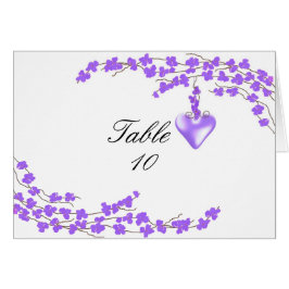 紫色の花とハートテーブルの座席番号