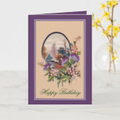 紫色の花とヒイラギ カード (黄色い花)