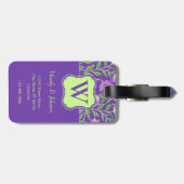 紫色の花とモノグラムの荷物タグ ラゲッジタグ (裏面横)