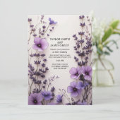 紫色の花とラベンダー 招待状 (スタンド正面)