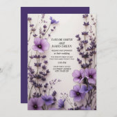 紫色の花とラベンダー 招待状 (正面/裏面)
