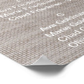 紫色の花とレースのアルファベット順の座席表 ポスター (角)