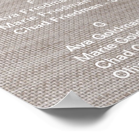 紫色の花とレースのアルファベット順の座席表 ポスター (角)