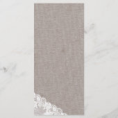 紫色の花とレースのディナーメニューカード メニュー (裏面)