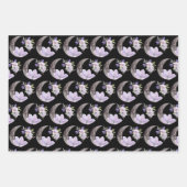 紫色の花と月の包み紙シート ラッピングペーパーシート (正面)