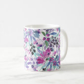 紫色の花と果実:水色 コーヒーマグカップ (正面右)