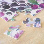 紫色の花と果実：水色 ジグソーパズル (側面)