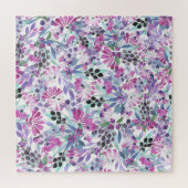 紫色の花と果実：水色 ジグソーパズル (横)