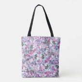 紫色の花と果実:水色 トートバッグ (裏面)