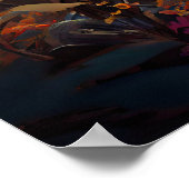 紫色の花と目白熱［赤熱］光を放つロボット ポスター (角)