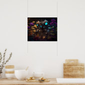 紫色の花と目白熱［赤熱］光を放つロボット ポスター (キッチン)