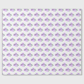 紫色の花と緑のパターン ラッピングペーパー (フラット)