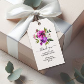 紫色の花と緑のブライダルシャワーギフトラベル ギフトタグ