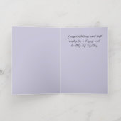 紫色の花と金ゴールドのアクセント結婚ズ 箔グリーティングカード (内側レイダウン)