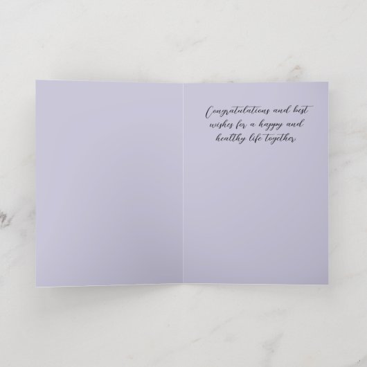 紫色の花と金ゴールドのアクセント結婚ズ 箔グリーティングカード (内側レイダウン)