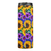 紫色の花と黄色のひまわりパーソナライズされた タンブラー (裏面)