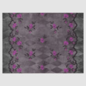 紫色の花と黒のレースのフェイクデコパージュ 薄葉紙 (正面)