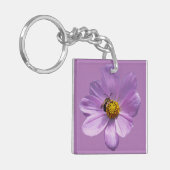 紫色の花にミツバチ キーホルダー (正面左)