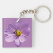 紫色の花にミツバチ キーホルダー (裏面)