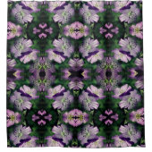 紫色の花に乗算された抽象芸術パターン シャワーカーテン (正面)