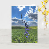 紫色の花のあいさつ空白のカード(内側) カード (黄色い花)