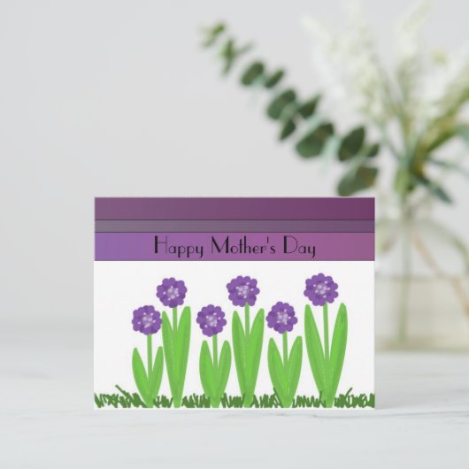 紫色の花のお母さんの日の挨拶 ポストカード (スタンド正面)