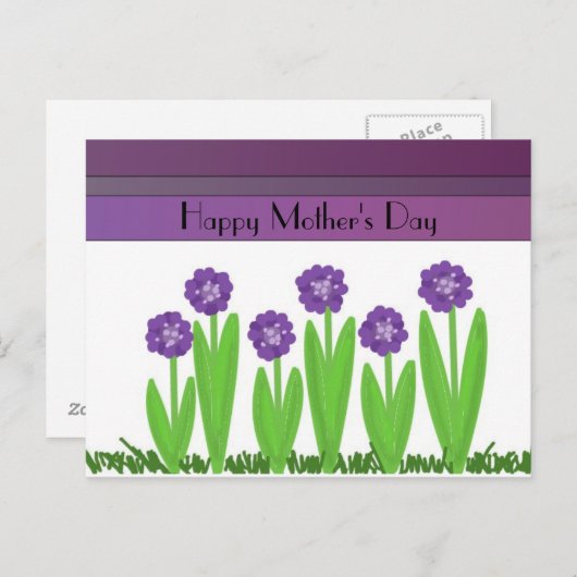 紫色の花のお母さんの日の挨拶 ポストカード (正面/裏面)
