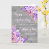 紫色の花のお母さん義母の日 カード (黄色い花)