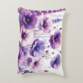 紫色の花のかわいらしフローラアクセント枕 アクセントクッション (裏面(縦))