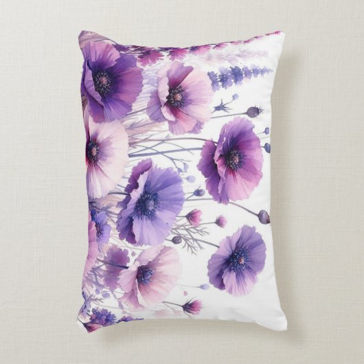 紫色の花のかわいらしフローラアクセント枕 アクセントクッション (正面(垂直))