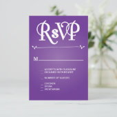 紫色の花のアンパーサンドRSVP 出欠カード (スタンド正面)