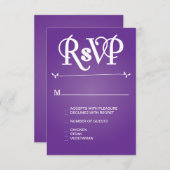 紫色の花のアンパーサンドRSVP 出欠カード (正面/裏面)