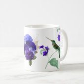 紫色の花のコーヒーマグとハミングバード コーヒーマグカップ (正面右)