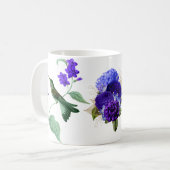 紫色の花のコーヒーマグとハミングバード コーヒーマグカップ (正面左)