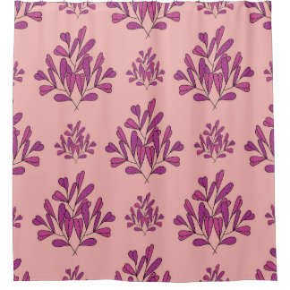 紫色の花のシームレスなヴィンテージの繰り返し背景 シャワーカーテン