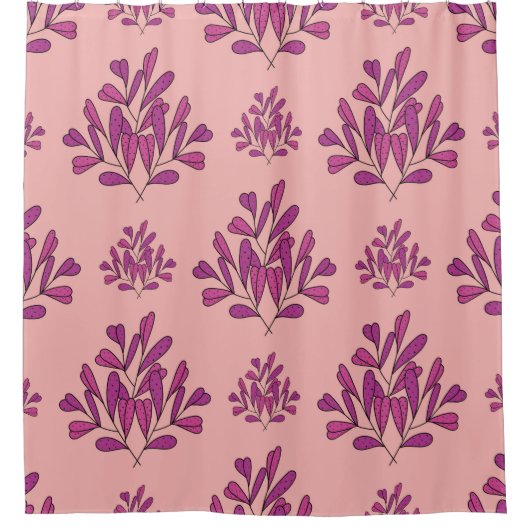 紫色の花のシームレスなヴィンテージの繰り返し背景 シャワーカーテン (正面)