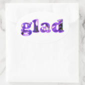 紫色の花のステッカーで綴ったGlad 楕円形シール (バッグ)