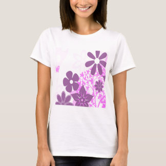 紫色の花のデイジーの花の写真のデザイン Tシャツ