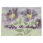 紫色の花のデザイナー ラージペーパーバッグ (正面)