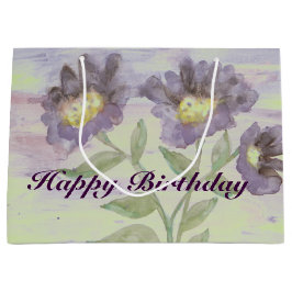 紫色の花のデザイナー ラージペーパーバッグ