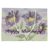 紫色の花のデザイナー ラージペーパーバッグ (裏面)